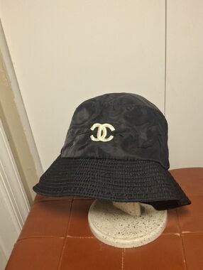 CHANEL Black Bucket Rain Hat